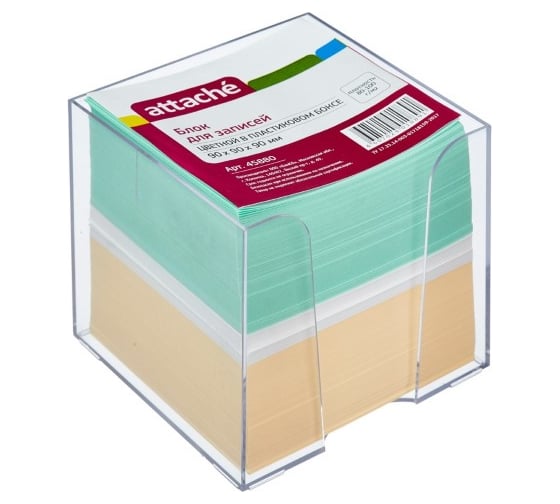 Изображение товара Блок-кубик Attache в стакане 9х9х9 цветной блок 80 г 45880