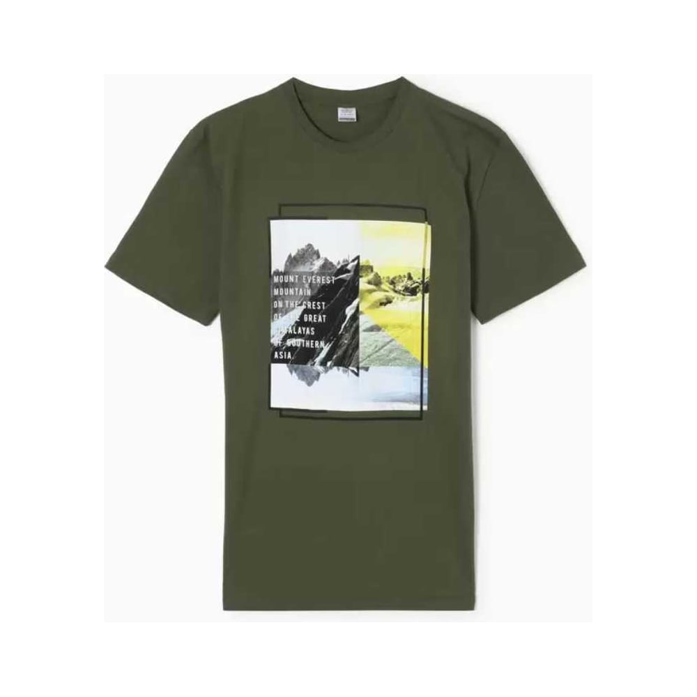 Изображение товара Мужская футболка MIST Горы зеленая размер M гладкая стильная повседневная