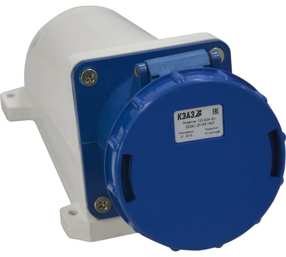 Изображение товара Розетка для монтажа на поверхность КЭАЗ 133-63А-6h-220AC-2P+PE-IP67 2 шт 241219