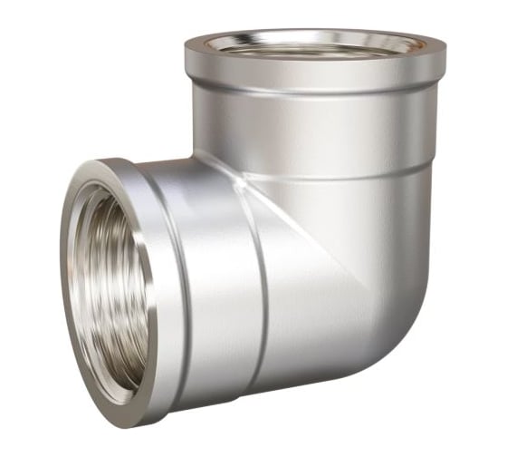 Изображение товара Угол LD PRIDE 90 градуов, DN25, 1" ВР/ВР, латунь никель LD.67.522.25