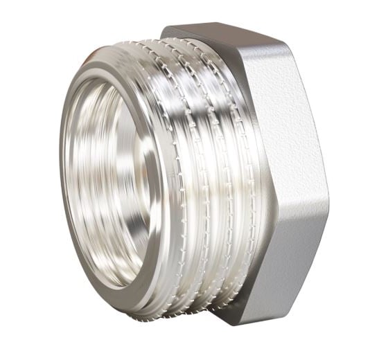 Изображение товара Футорка LD PRIDE DN40х32 (1 1/2"НР х 1 1/4" ВР) латунь никель с биркой LD.67.517.40х32