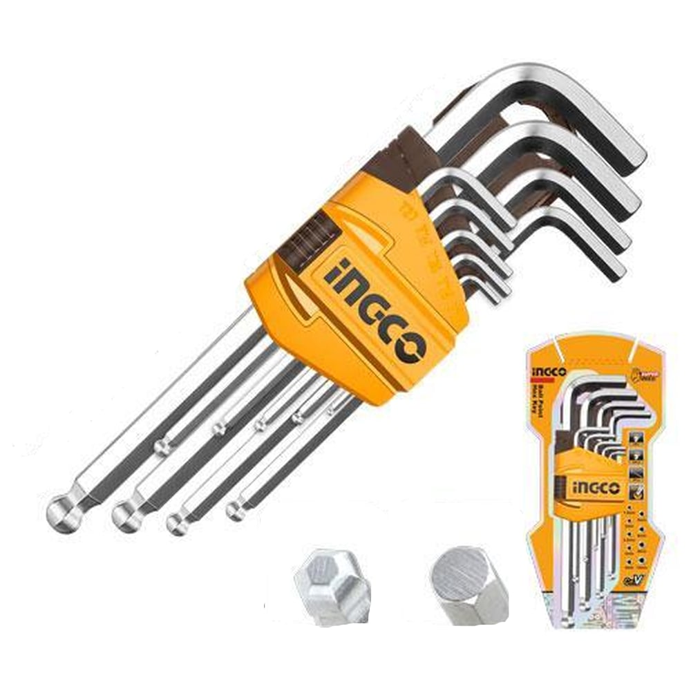 Изображение товара Набор шестигранников с шаром INGCO 1.5-10 мм. Extra Long INDUSTRIAL HHK12092