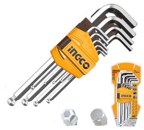 Изображение товара Набор шестигранников с шаром INGCO 1,5-10 мм. Extra Long INDUSTRIAL HHK12092
