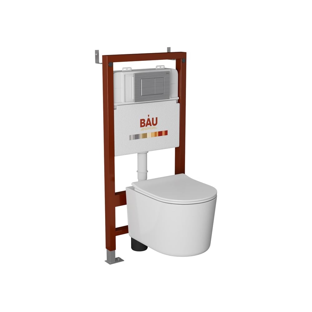 Изображение товара Унитаз подвесной Bauedge BAU PRO Комплект 6 в 1 с микролифтом и антивандальной клавишей