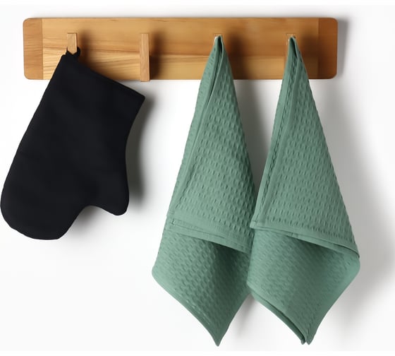 Изображение товара Кухонный набор Доляна Hope варежка 18x28 см, полотенце вафля 2 шт 35x60 см 10839148