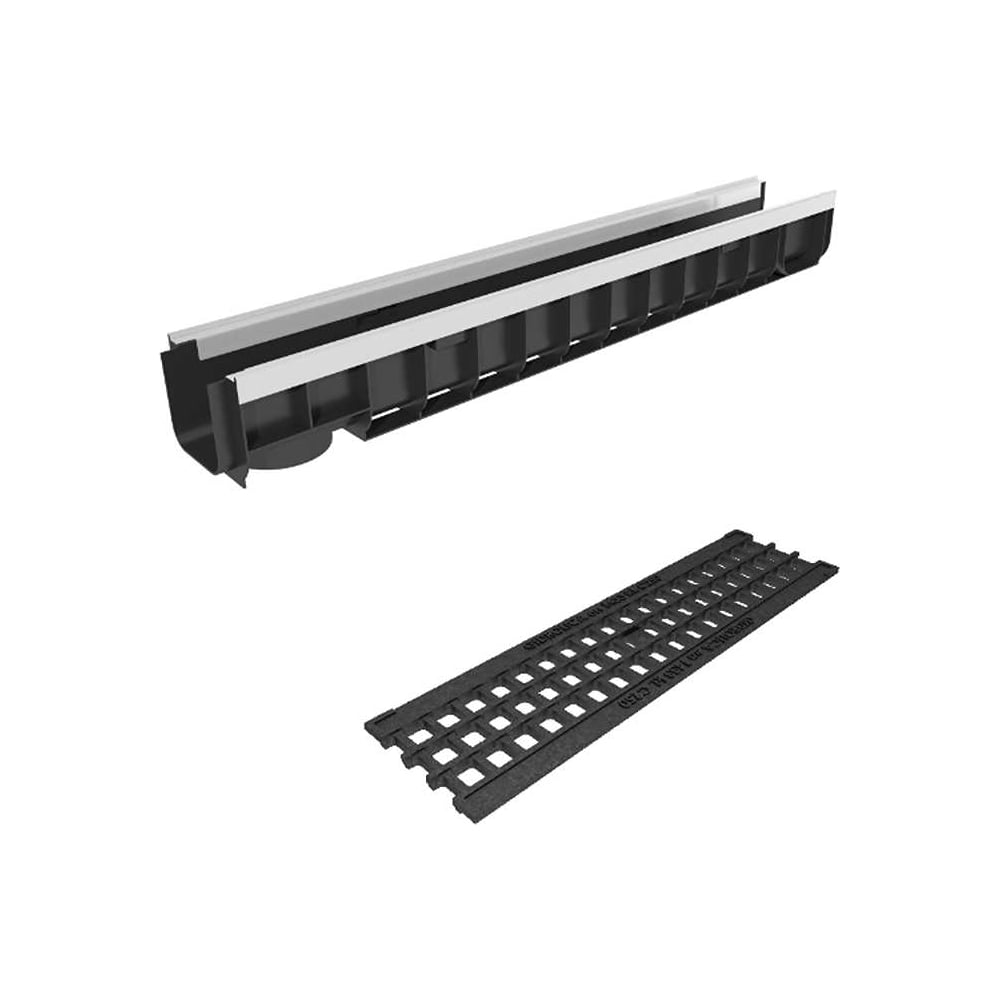 Изображение товара Лоток водоотводный пластиковый Gidrolica DN100 с чугунной решеткой