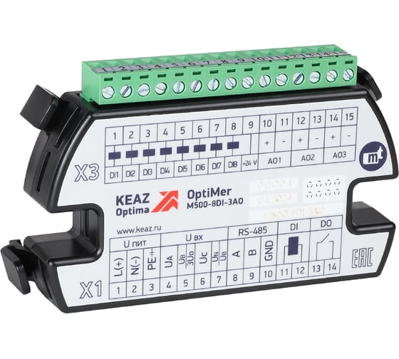 Изображение товара Модуль расширения КЭАЗ OptiMer-M500-8DI-3AO 351305