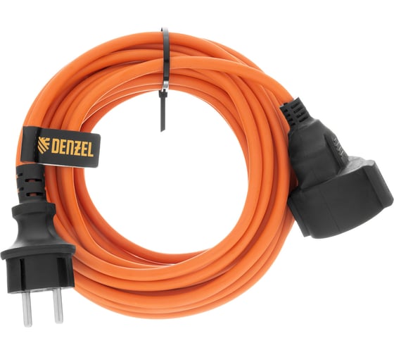 Изображение товара Удлинитель-шнур силовой Denzel Garden Series, б/з, ПВС, 10м, 1 розетка, 2x1,5 мм 37403