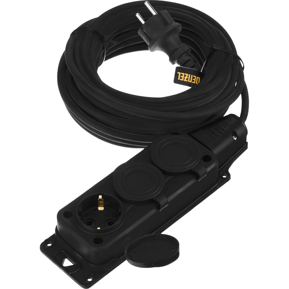 Изображение товара Длинный силовой удлинитель Denzel Top Series 10м 3 розетки IP20