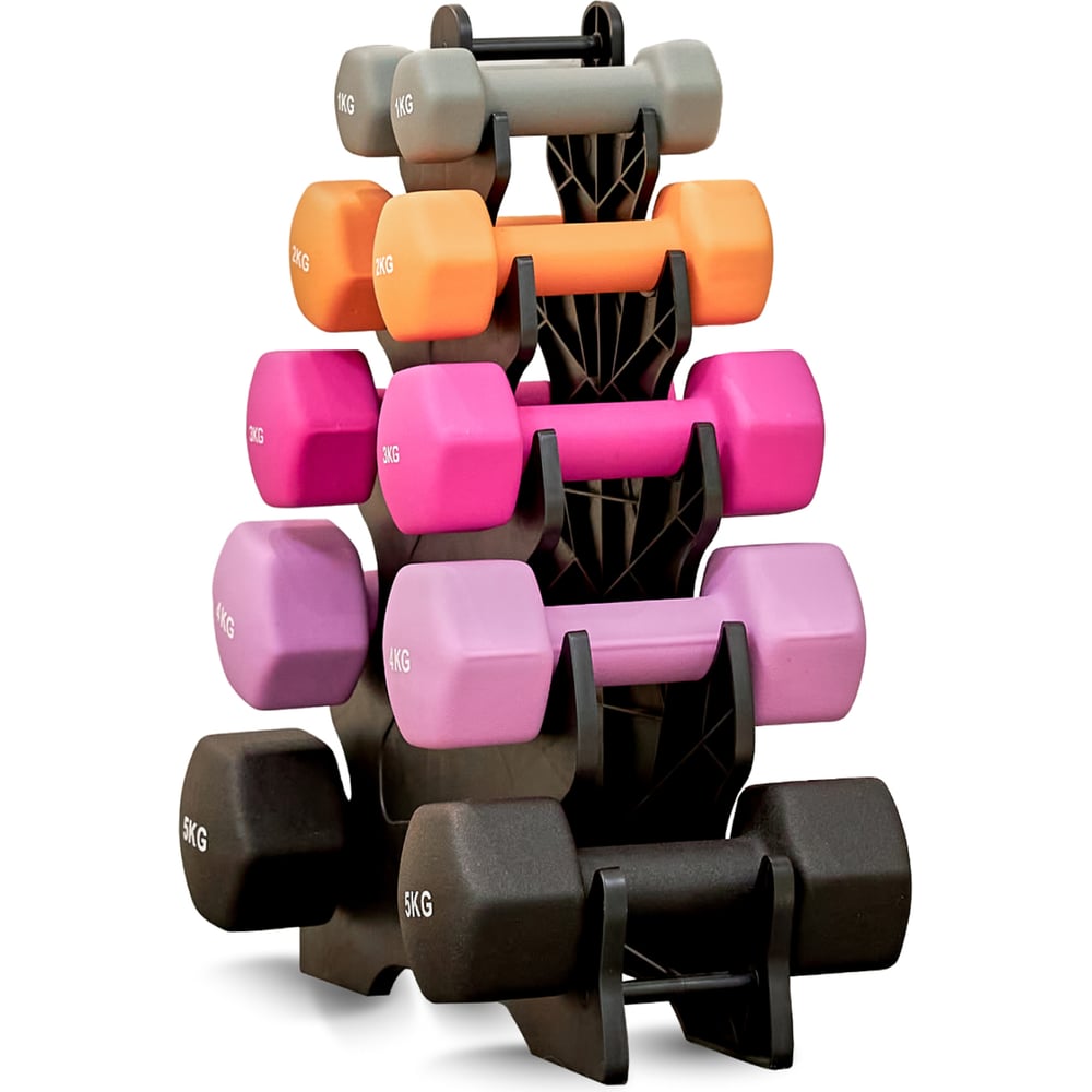 Изображение товара Стойка для гантелей UNIXFIT DumRack Small 5 для хранения 10 гантелей черная пирамида