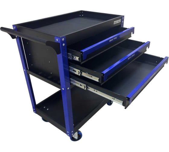 Изображение товара Инструментальная тележка Great Wolf 3 ящика, 2 полки GW-3ST Blue