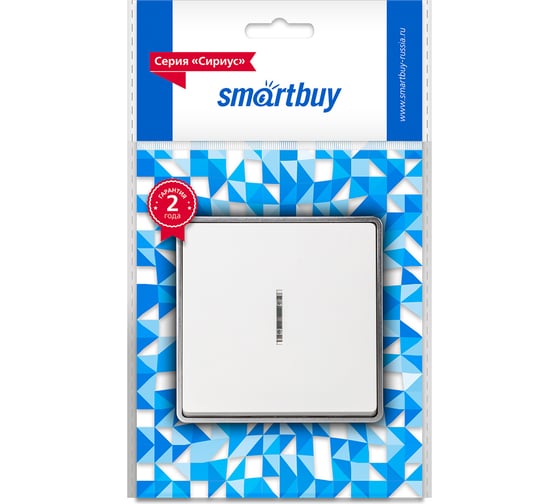 Изображение товара Выключатель 1-клавишный Smartbuy с индикатором 10А белый Сириус SBE-07w-10-SW1-1