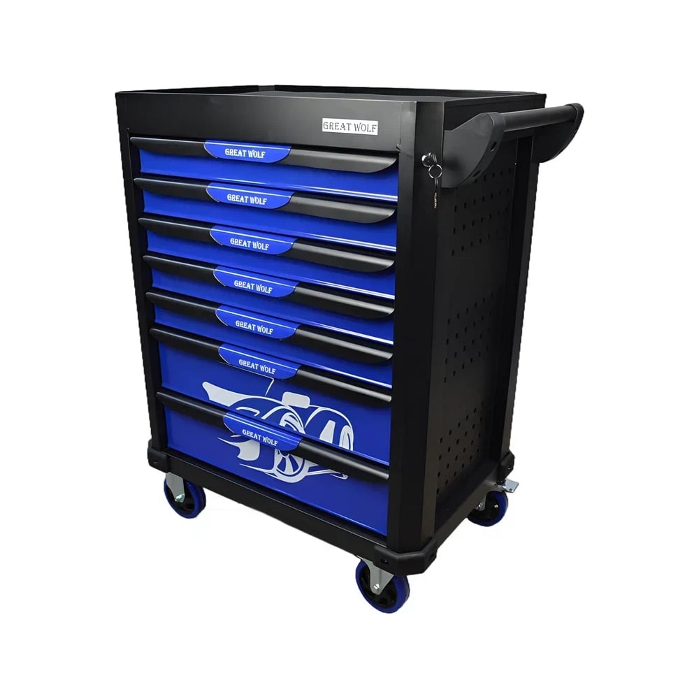 Изображение товара Инструментальная тележка Great Wolf 7 ящиков с увеличенными колесами и тормозом