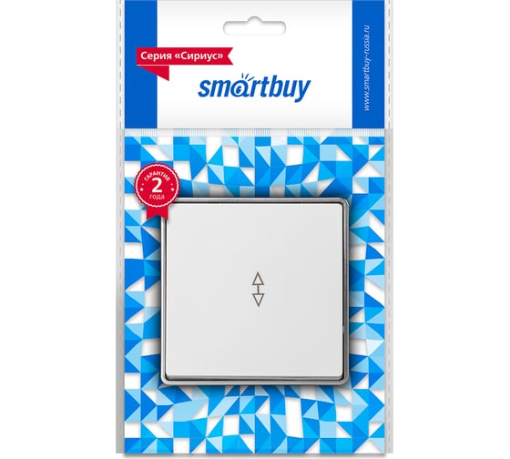 Изображение товара Выключатель проходной Smartbuy 1-клавишный 10А белый Сириус SBE-07w-10-SW12-0