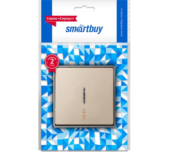 Изображение товара Выключатель проходной Smartbuy 1-клавишный с индикатором 10А шампань Сириус (SBE-07w-10-SW12-1) SBE-07c-10-SW12-1