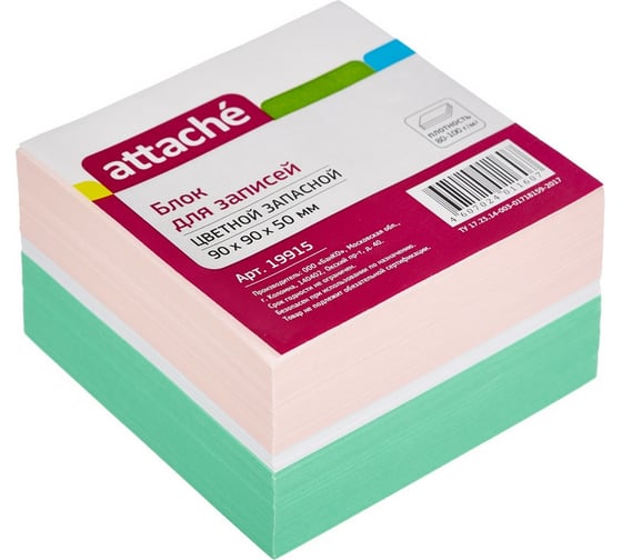 Изображение товара Цветной запасной блок-кубик 36 шт в упаковке Attache 9х9х5 80 г 19915