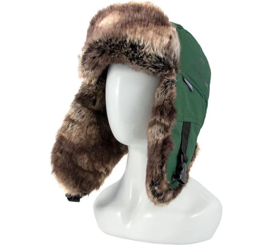 Изображение товара Шапка-ушанка Следопыт DEFENDER мембрана, шиншилла, цвет зеленый, размер XL/30/ PF-CAP41
