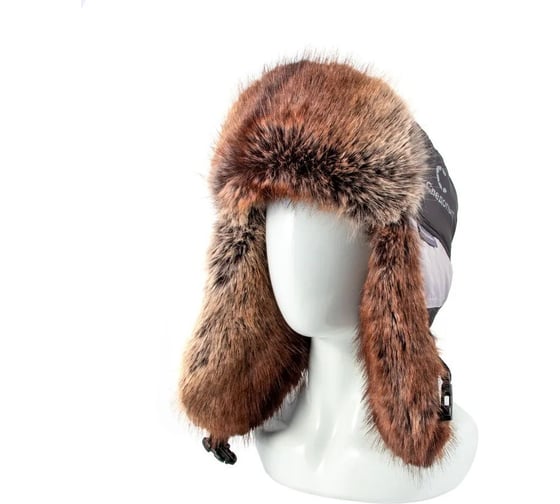 Изображение товара Шапка-ушанка Следопыт VOYAGER плащевая ткань, соболь, цвет черный/белый, размер XL/30/ PF-CAP44