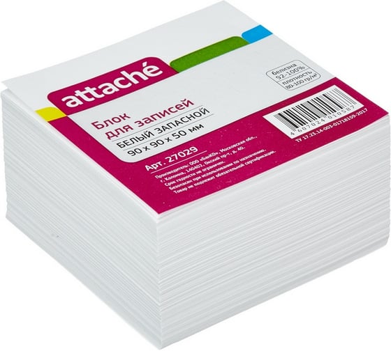Изображение товара Запасной блок-кубик 36 шт в упаковке Attache 9х9х5 белый блок 80 г 92% 27029