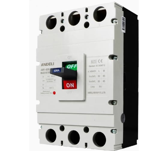 Изображение товара Автоматический выключатель ANDELI AM1-630L/3P 600A 50KA артикул ADL06-062