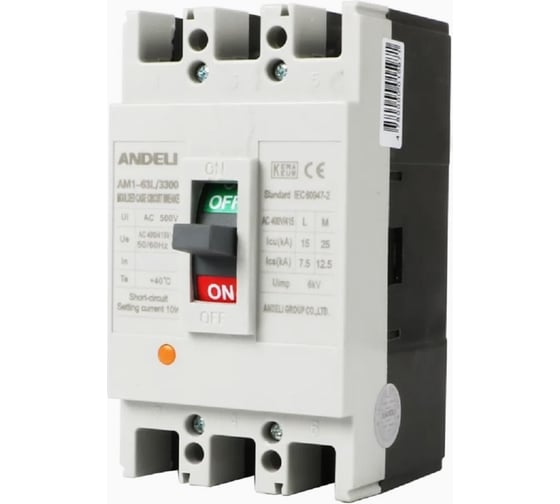 Изображение товара Автоматический выключатель ANDELI AM1-63L/3P 25A 25KA артикул ADL06-004
