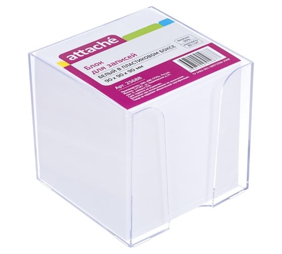 Изображение товара Блок для записей 12 шт в упаковке Attache в подставке 9х9х9 белый блок 80 г/90 25688