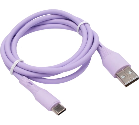 Изображение товара Кабель Cablexpert USB2.0 AM/Type-C, 3А, 18Вт, QC3.0, силиконовый, 24AWG, медь, Pro, 1м, фиолет, CC-USB2S-AMCM-1M-V