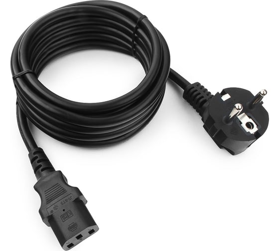 Изображение товара Кабель питания Cablexpert (RU) Schuko-C13, 3x1.5мм2, 10A, с заземлением, медь, 3м, черный, пакет, PC-186-1.5-3M