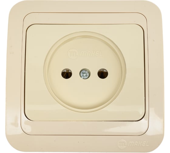 Изображение товара Розетка MAKEL без заземления, керамика, MİMOZA кремовая, с кремовой вставкой 2 25002