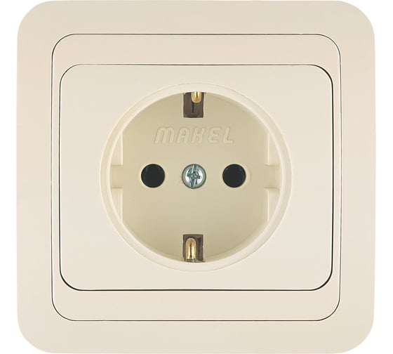 Изображение товара Розетка MAKEL с заземлением (керамика) MİMOZA кремовая, с кремовой вставкой 2 25008