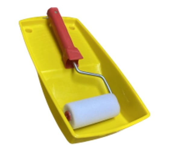 Изображение товара НАБОР Ванночка Малярок 15х29 см + МИНИ Валик Поролон 100/16 мм, плотность 25 гр./дм3, под ручку 6 мм 250-3100