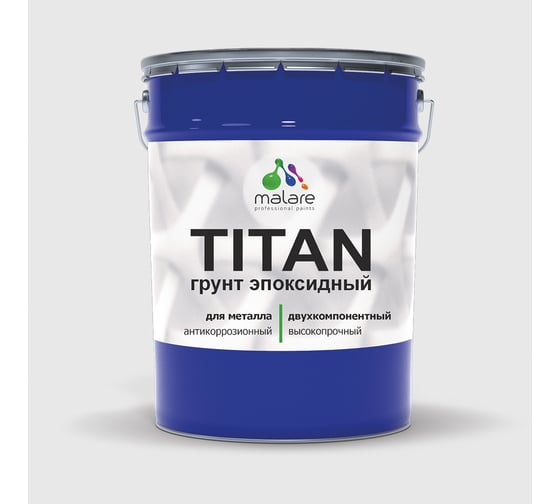 Изображение товара Эпоксидный грунт для авто MALARE TITAN / 2К автогрунтовка двухкомпонентная антикоррозионная высокопрочная, цвет белый (18 кг + 1,8 кг отвердитель) 4660504735783