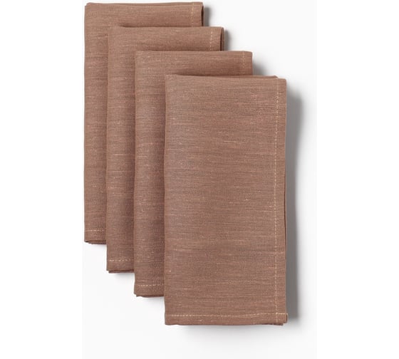 Изображение товара Набор салфеток Этель с декоративными кольцами Sand 40x40 см - 4 шт, 100% лён 10836233