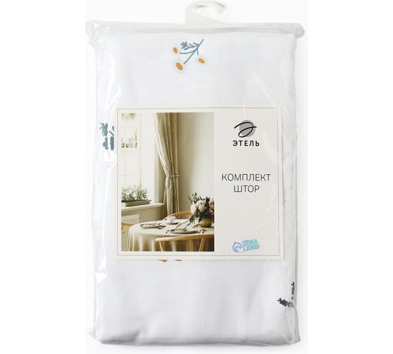 Изображение товара Комплект штор для кухни Этель с подхватами Полевые цветочки, 150x180 см - 2 шт, рогожка 176 г/м2 10783201