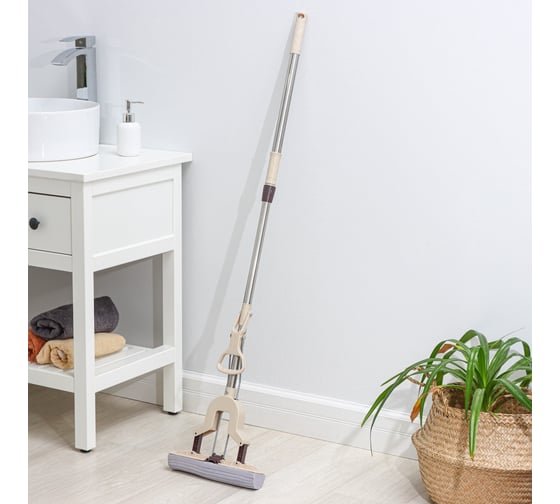 Изображение товара Швабра Доляна PVA со складным отжимом, стальной составной черенок 27х6х100 125 см 3566084