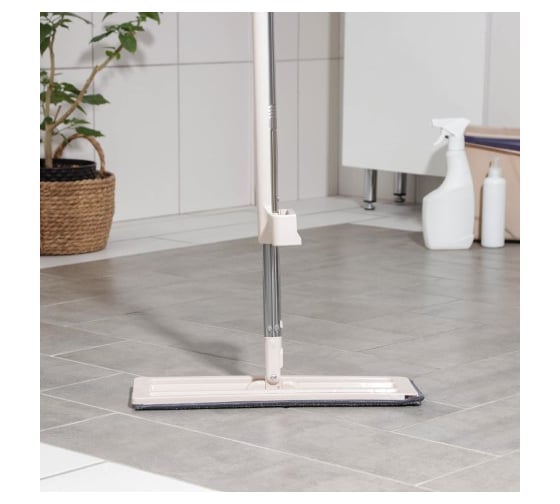 Изображение товара Плоская швабра Доляна с вертикальным отжимом 35х14х125 см, стальная ручка, микрофибра, дополнительная насадка 1723638