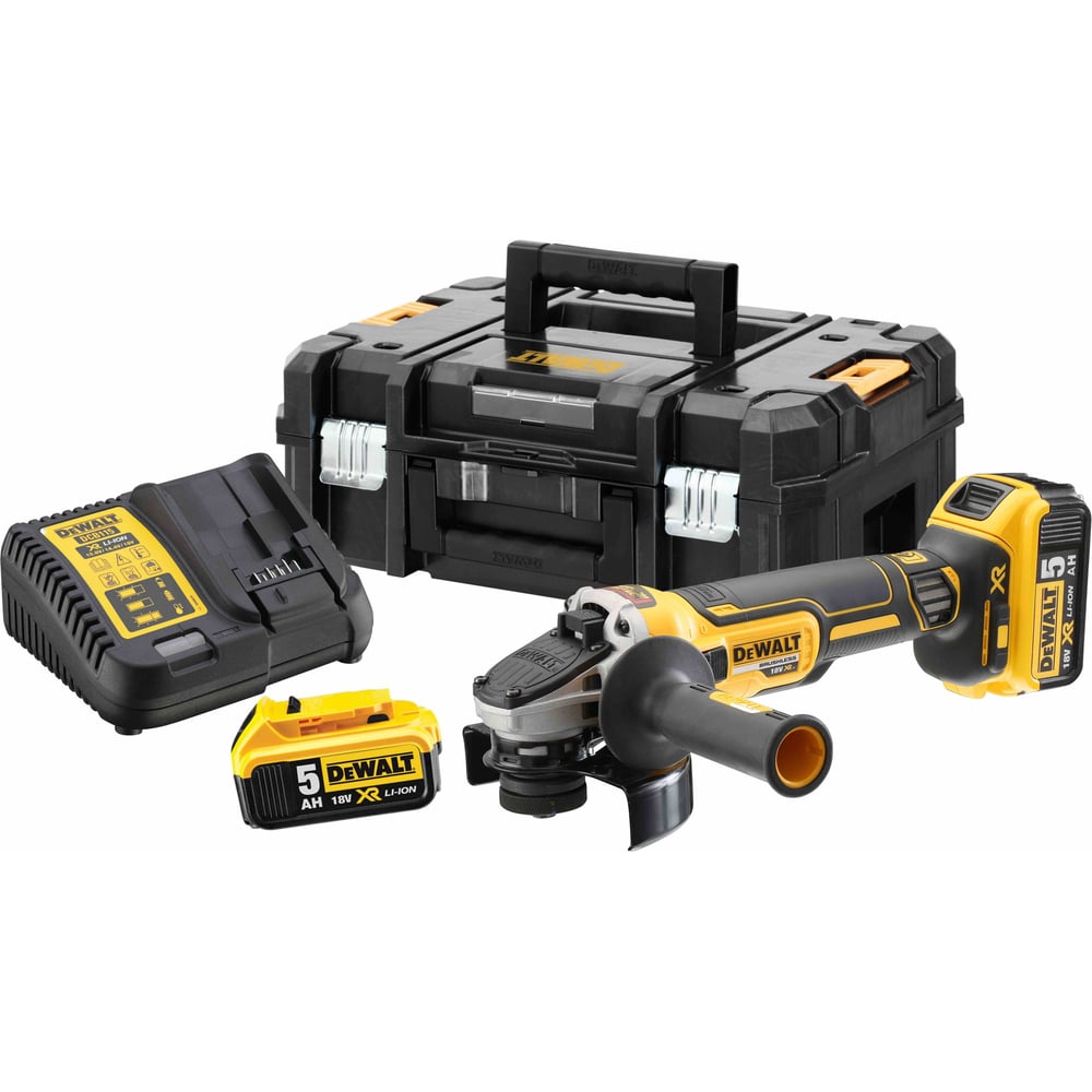 Изображение товара Аккумуляторная угловая шлифмашина Dewalt DCG405P2, 18 В, 125 мм, 9000 об/мин, с 2 АКБ 5 Ач и ЗУ, в кейсе TSTAK DCG405P2-QW