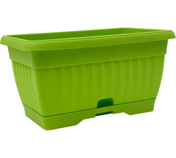 Изображение товара Балконный пластиковый ящик с поддоном Протэкт 30 см, 16 см, зеленый киви ЯБ-30 ЗК