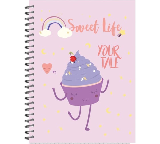 Изображение товара Бизнес-тетрадь Attache Selection А5, 96л, клетка, греб, матированный ламинированный Sweet Life Капкейк 1223669