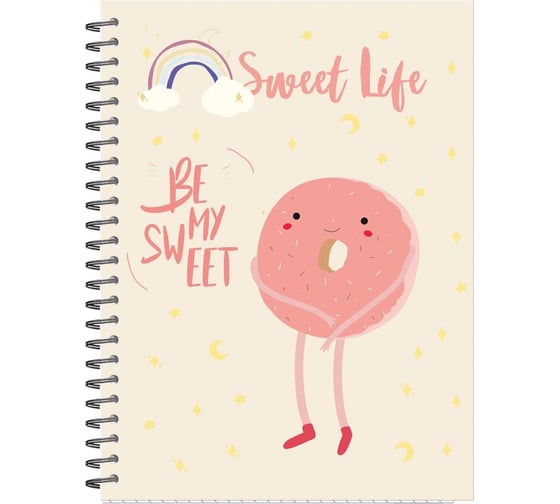 Изображение товара Бизнес-тетрадь Attache Selection А5, 96л, клетка, греб, матированный ламинированный Sweet Life Пончик 1223668