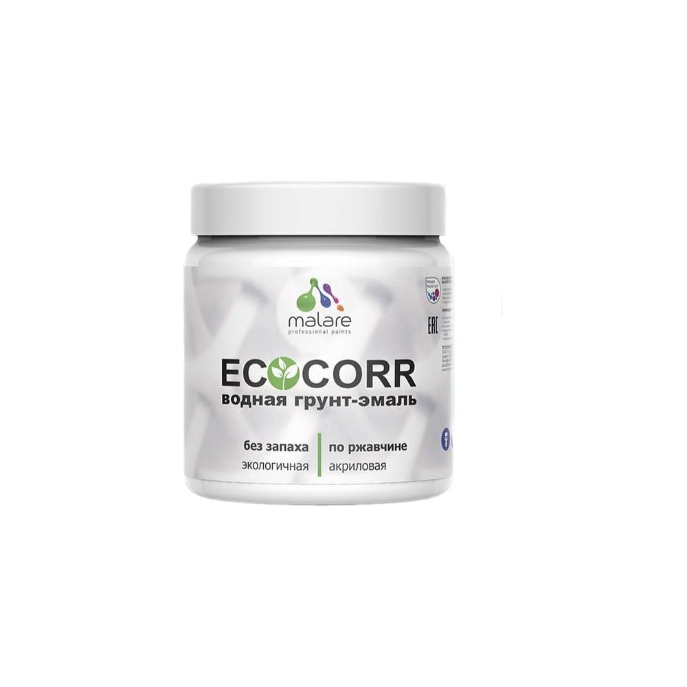 Изображение товара Грунт-Эмаль MALARE 3в1 EcoCorr для металла акриловая быстросохнущая матовая гавайский лес 0,5 кг