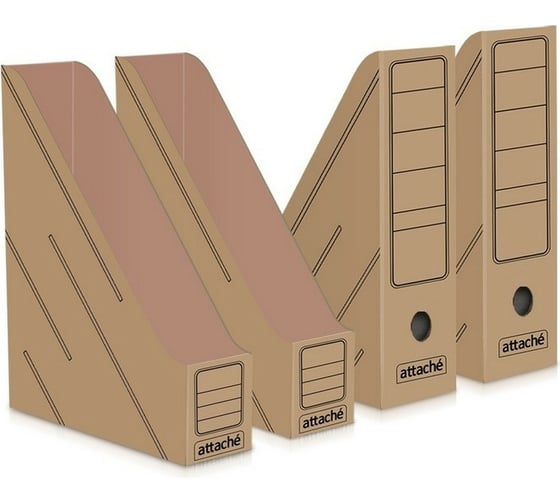 Изображение товара Вертикальный накопитель Attache сборный, гофрокартон, 75 мм, бурый, 4 шт в упаковке 731862