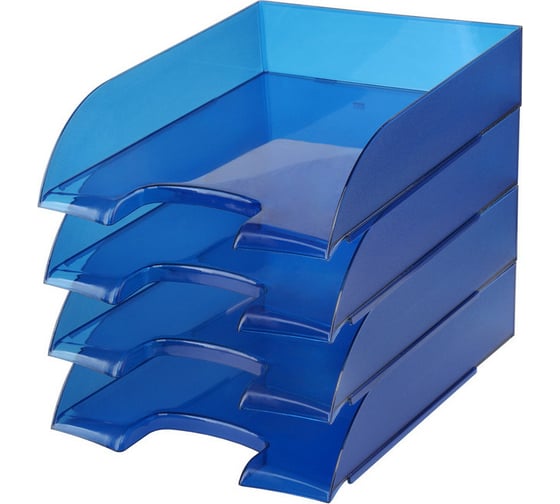 Изображение товара Тонированный лоток для бумаг Attache 4 шт в упаковке, синий 1111997