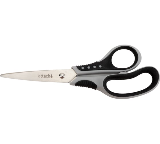Изображение товара Тупоконечные ножницы Attache Graphite 195 мм с пластиковыми прорезиненными анатомическими ручками, цвет чёрно-серый 880872