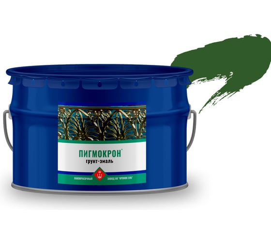 Изображение товара Грунт-эмаль Пигмокрон зеленый лиственный RAL 6002, ведро - 10 кг 4605578002911