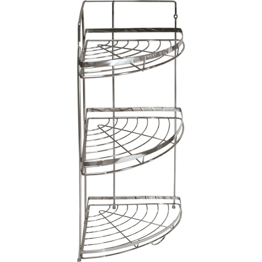 фото Угловая трехъярусная полка для ванной комнаты аквалиния