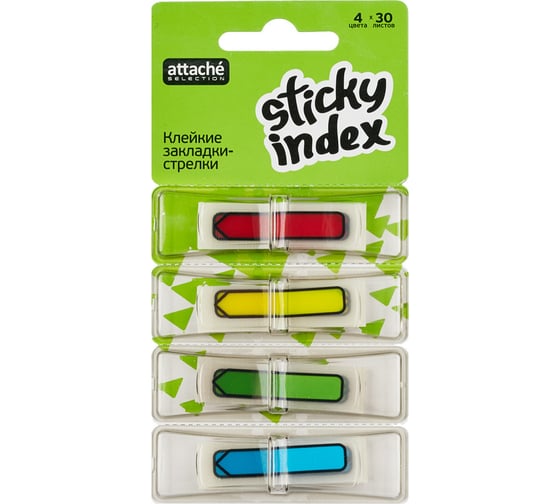 Изображение товара Пластиковые клейкие закладки 24 шт в упаковке Attache Selection POP-UP стрелки 4 цвета по 30 листов 45х12 мм 479038