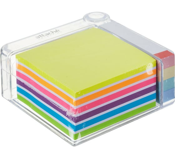 Изображение товара Блок-кубик Attache Selection 76х76 мм + бумажные клейкие закладки с клеевым краем 76х14 мм 383737