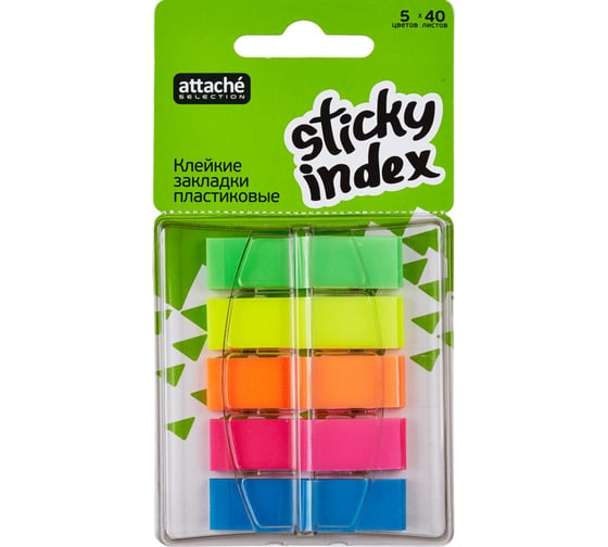 Изображение товара Пластиковые клейкие закладки 24 шт в упаковке Attache Selection POP-UP 5 цветов по 40 листов 45х12 мм 383735