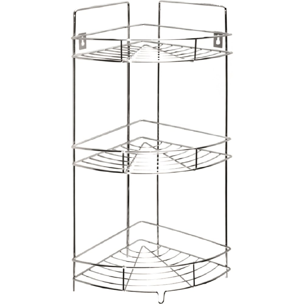 фото Угловая трехъярусная полка для ванной комнаты аквалиния